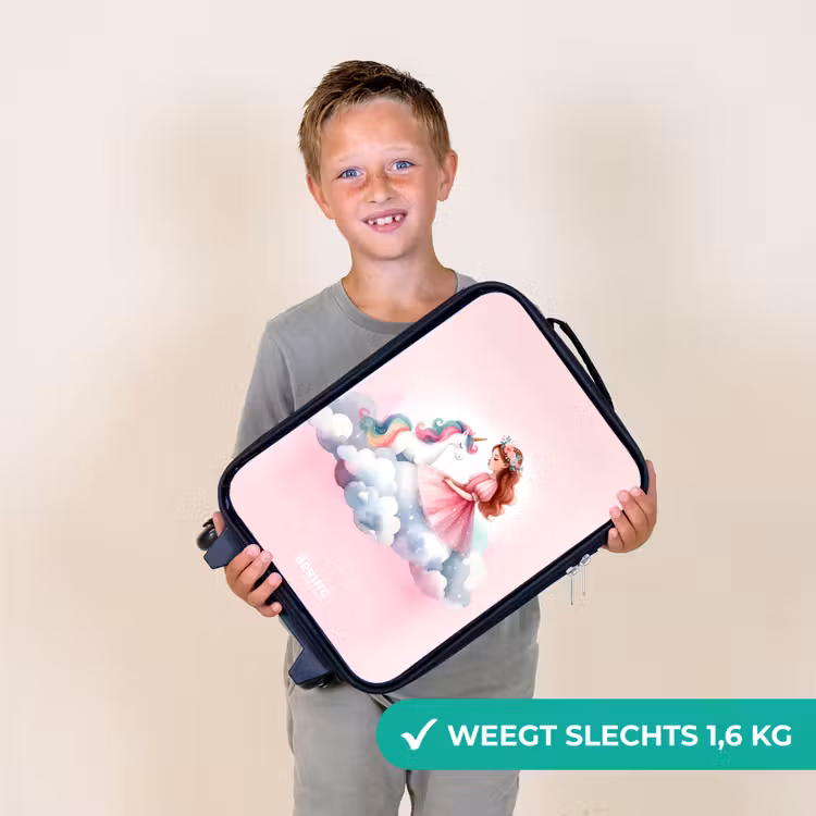 Prinses en eenhoorn op een wolk Kinderkoffer - Zwart klein -sfeer4_NL