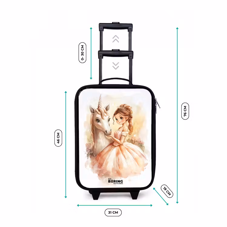 Prinses in jurk met witte eenhoorn Kinderkoffer - Zwart klein -productfoto_formaten