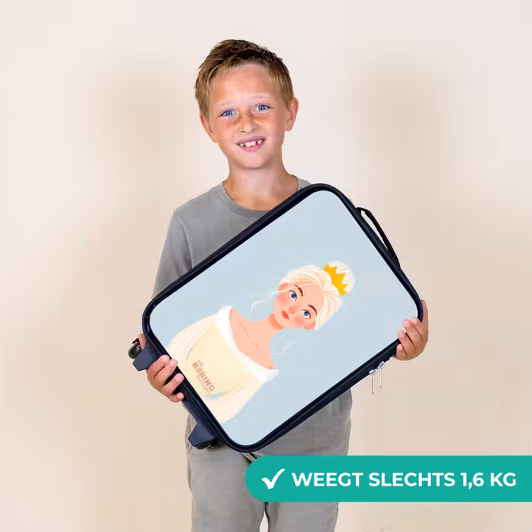 Prinses met een gouden kroon - Blauw Kinderkoffer - Zwart klein -sfeer4_NL