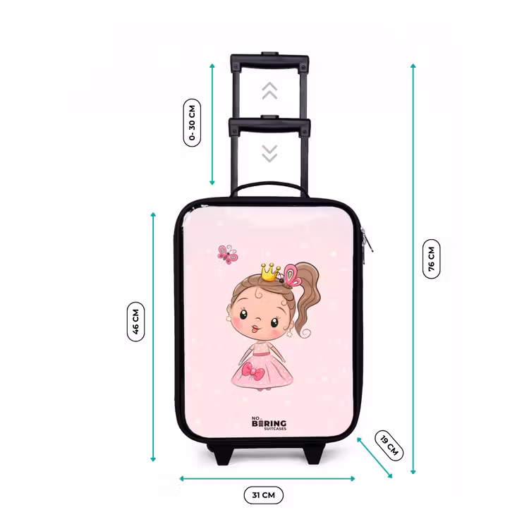 Prinses met een roze jurk Kinderkoffer - Zwart klein -productfoto_formaten