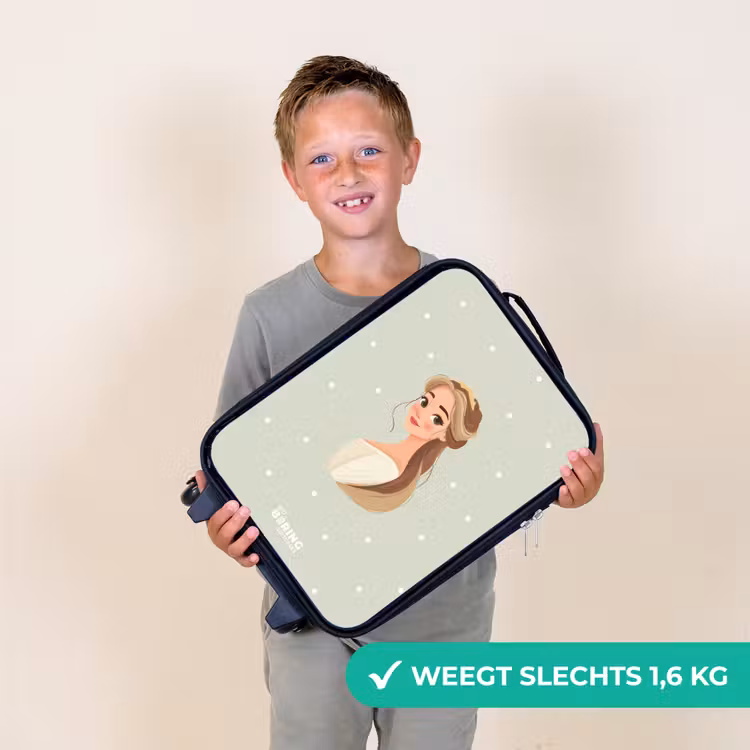 Prinses met tiara op groene stippenachtergrond Kinderkoffer - Zwart klein -sfeer4_NL