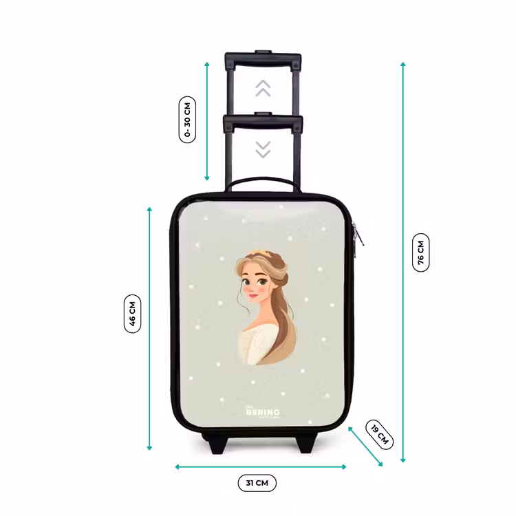 Prinses met tiara op groene stippenachtergrond Kinderkoffer - Zwart klein -productfoto_formaten