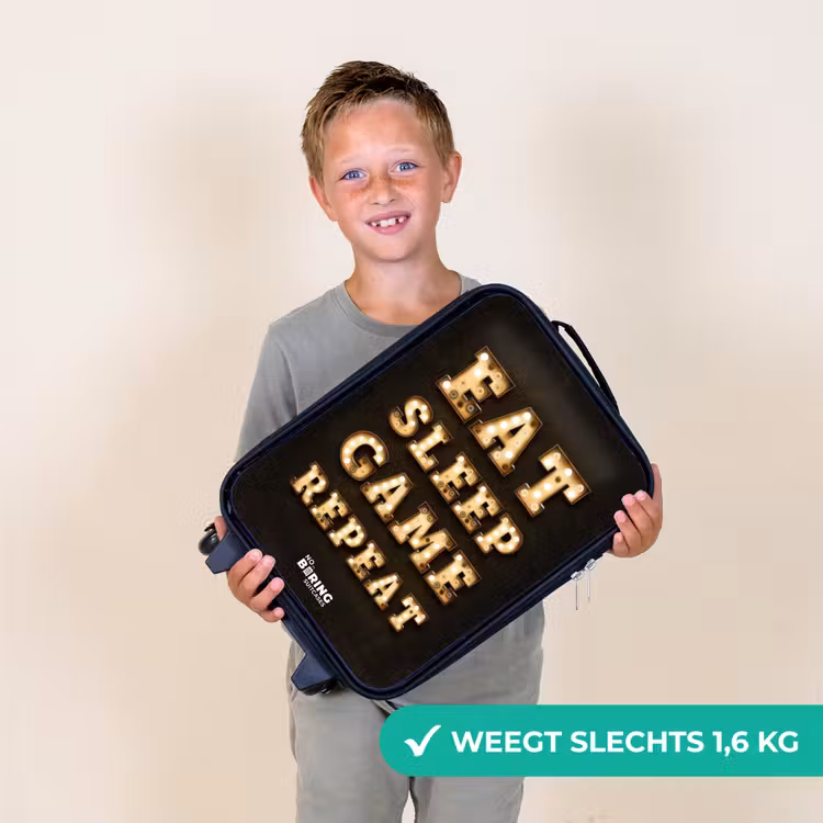 Qoute met licht Kinderkoffer - Zwart klein -sfeer4_NL