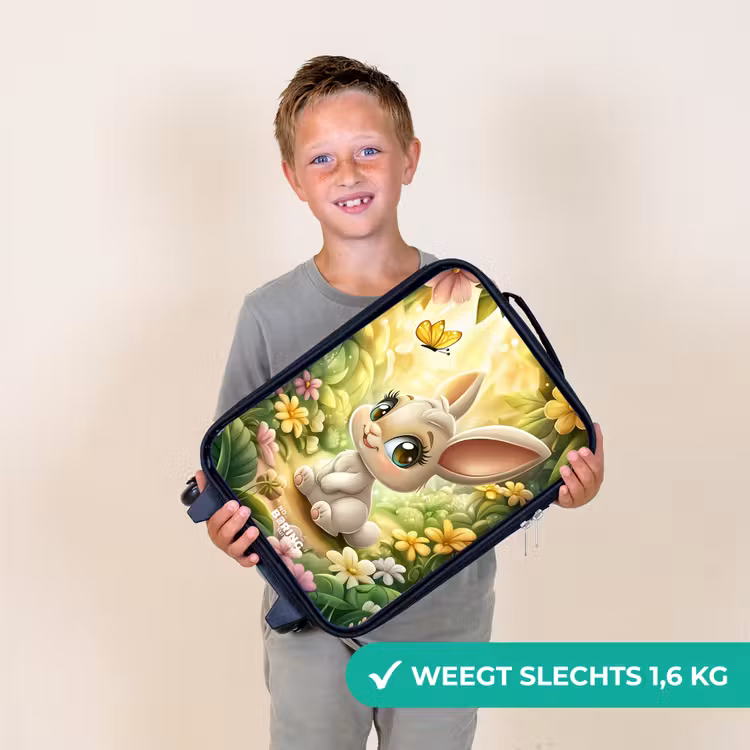 Konijn - Zonlicht - Sprookjesachtig - Vlinder Kinderkoffer - Zwart klein -sfeer4_NL