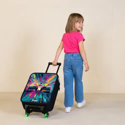 Raceauto - Explosie - Kleurrijk - Abstract Kinderkoffer - Zwart klein -sfeer1