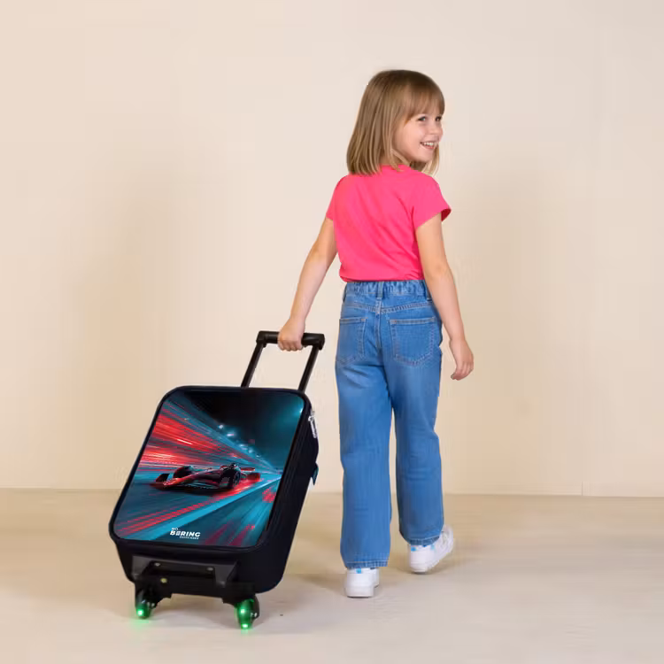 Raceauto - Baan - Neon - Verlichting Kinderkoffer - Zwart klein -sfeer1