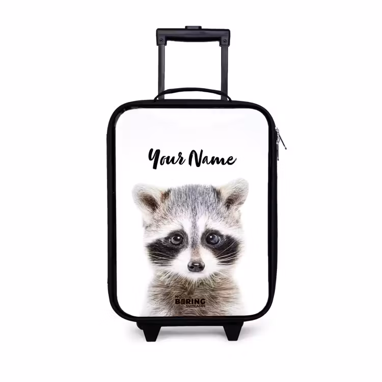 Rachid Racoon Kinderkoffer - Zwart klein -3d