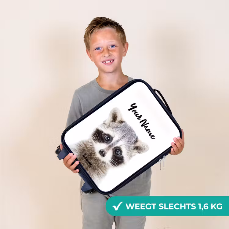 Rachid Racoon Kinderkoffer - Zwart klein -sfeer4_NL