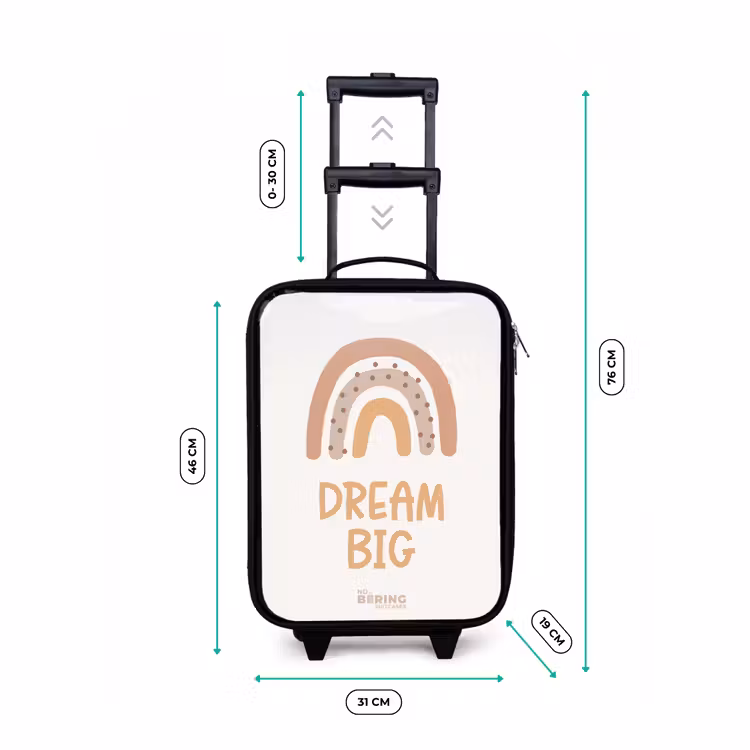 Regenboog met de quote 'Dream Big' Kinderkoffer - Zwart klein -productfoto_formaten