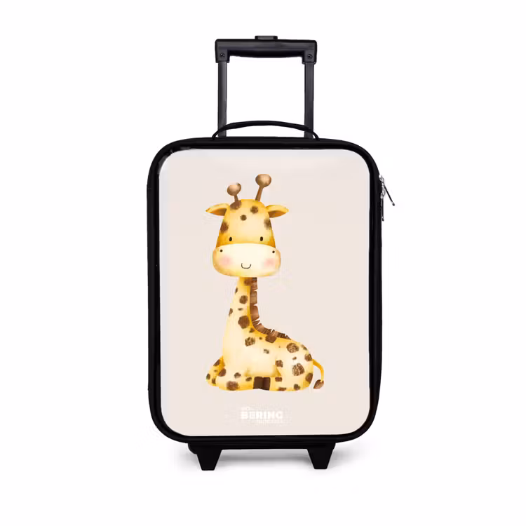 Liggende giraffe illustratie op beige achtergrond Kinderkoffer - Zwart klein -3d