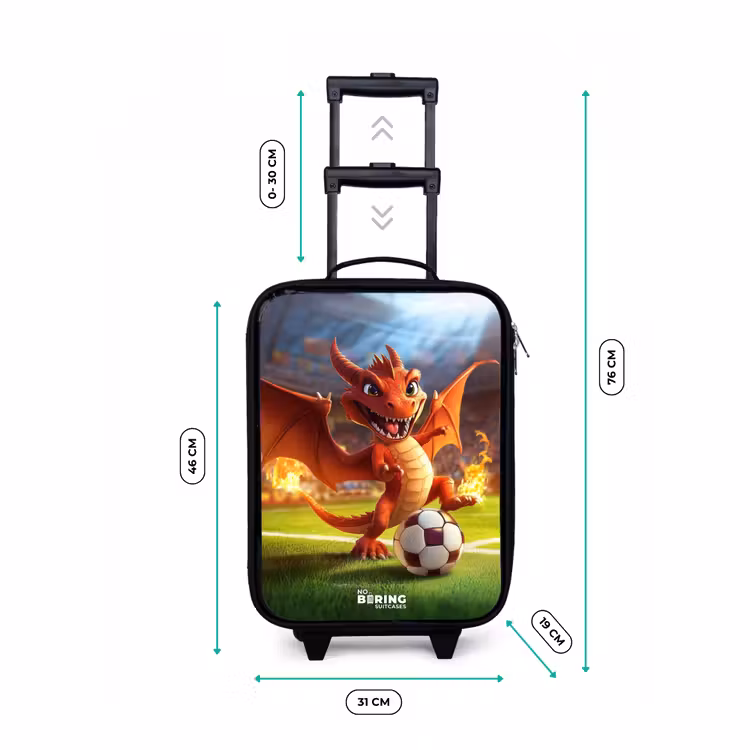 Rode draak voetbalt in zonnig stadion Kinderkoffer - Zwart klein -productfoto_formaten