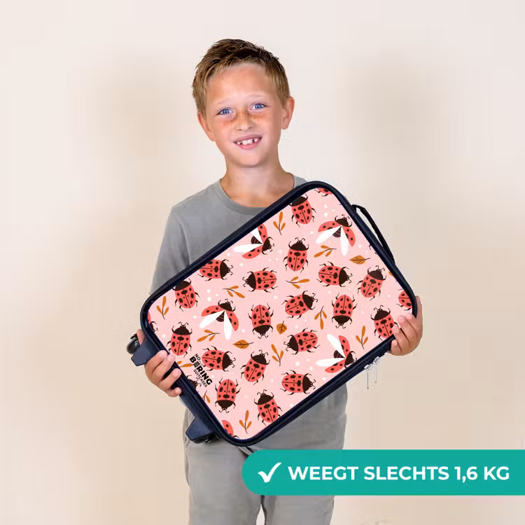 Rode lieveheersbeestjes op roze achtergrond Kinderkoffer - Zwart klein -sfeer4_NL