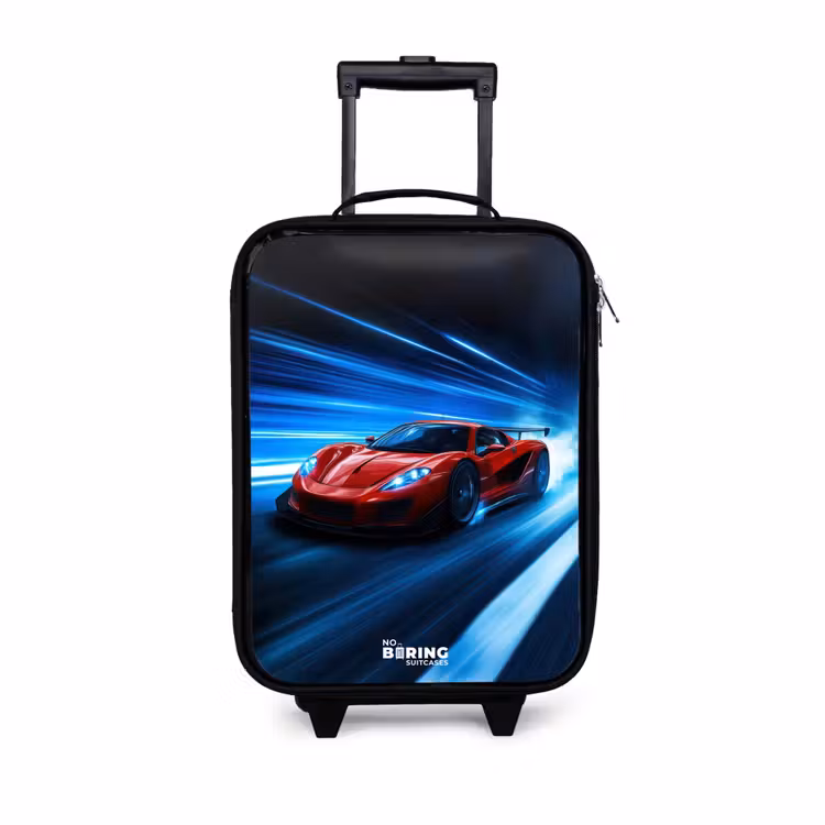 Rode racewagen in digitale snelheidswereld Kinderkoffer - Zwart klein -3d