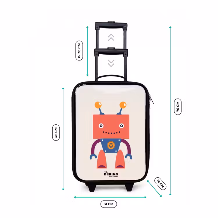 Rode robot met vierkant hoofd Kinderkoffer - Zwart klein -productfoto_formaten