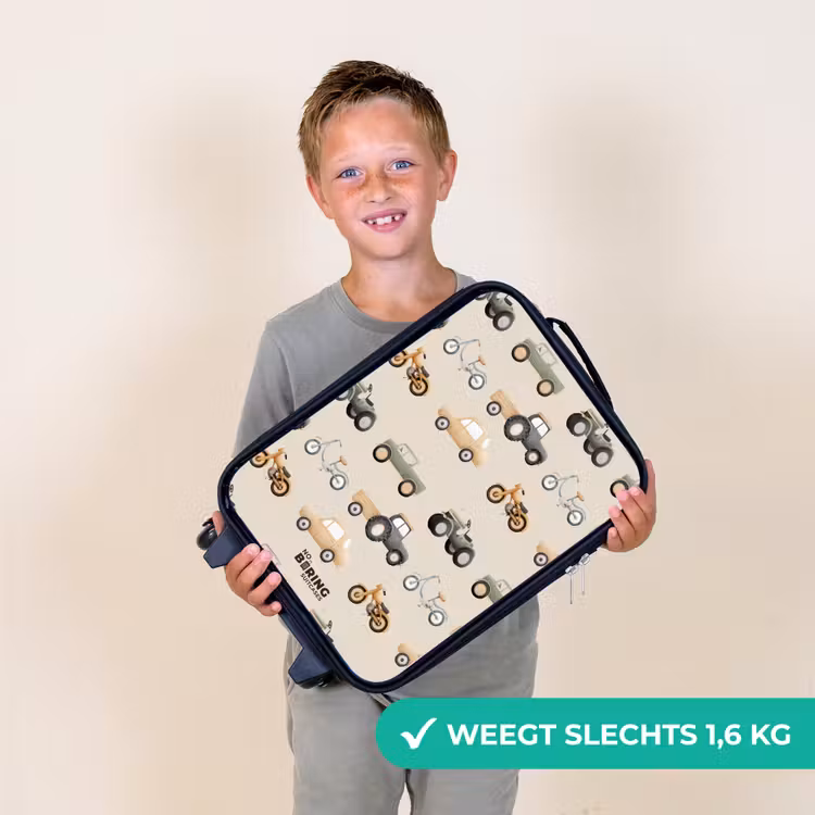 Retro voertuigen patroon Kinderkoffer - Zwart klein -sfeer4_NL