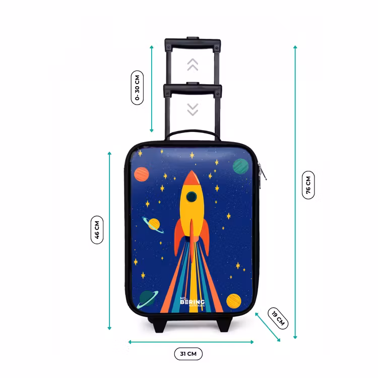 Raket - Sterren - Planeet - Ruimte Kinderkoffer - Zwart klein -productfoto_formaten