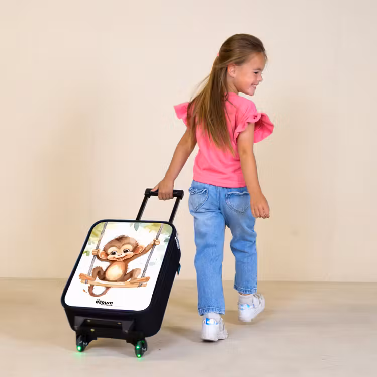 Schommelende grote aap Kinderkoffer - Zwart klein -sfeer1