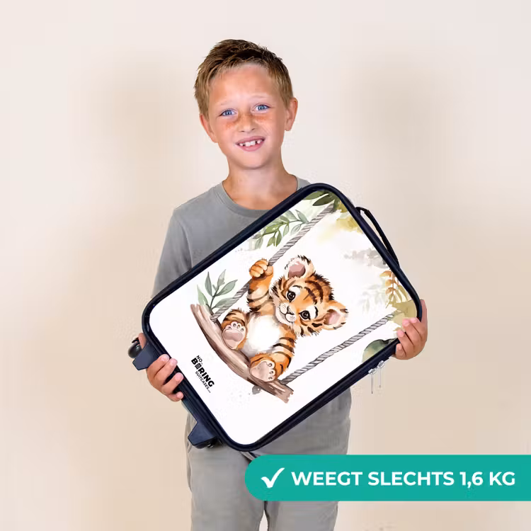 Schommelend tijgerwelpje waterverf tekening Kinderkoffer - Zwart klein -sfeer4_NL