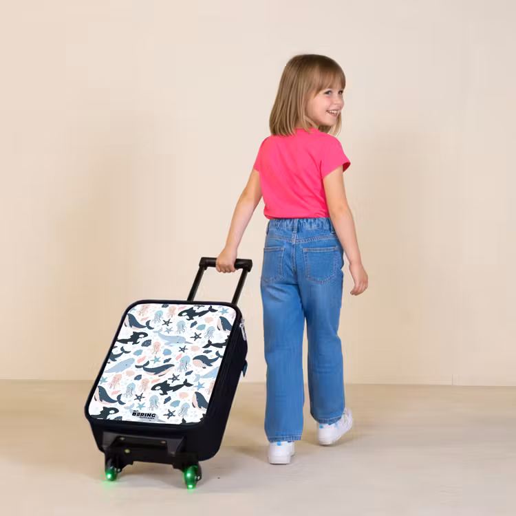 Zeedierenpatroon met walvissen, kwallen en orka's Kinderkoffer - Zwart klein -sfeer1