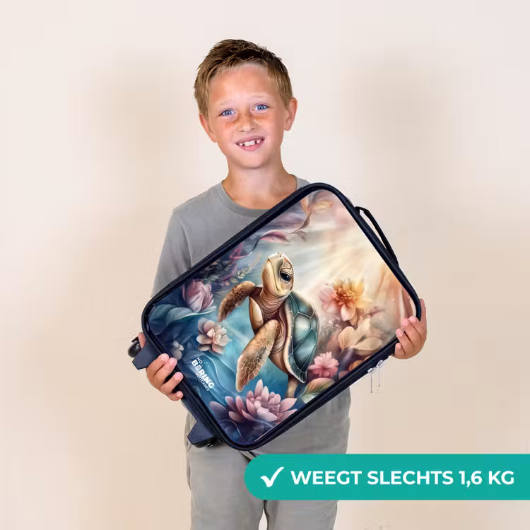 Zeeschildpad tussen bloemen onder water Kinderkoffer - Zwart klein -sfeer4_NL