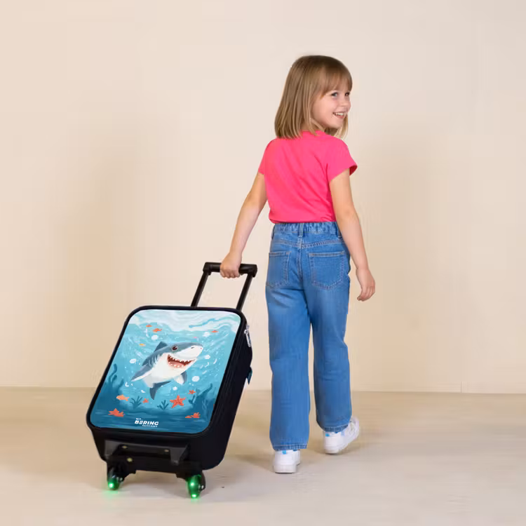 Haai - Water - Zee Kinderkoffer - Zwart klein -sfeer1