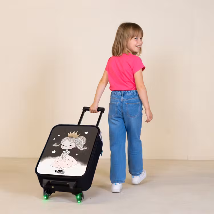 Verlegen prinses met bloem Kinderkoffer - Zwart klein -sfeer1