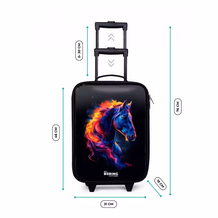 Zijaanzicht van een paard met vurige manen Kinderkoffer - Zwart klein -productfoto_formaten