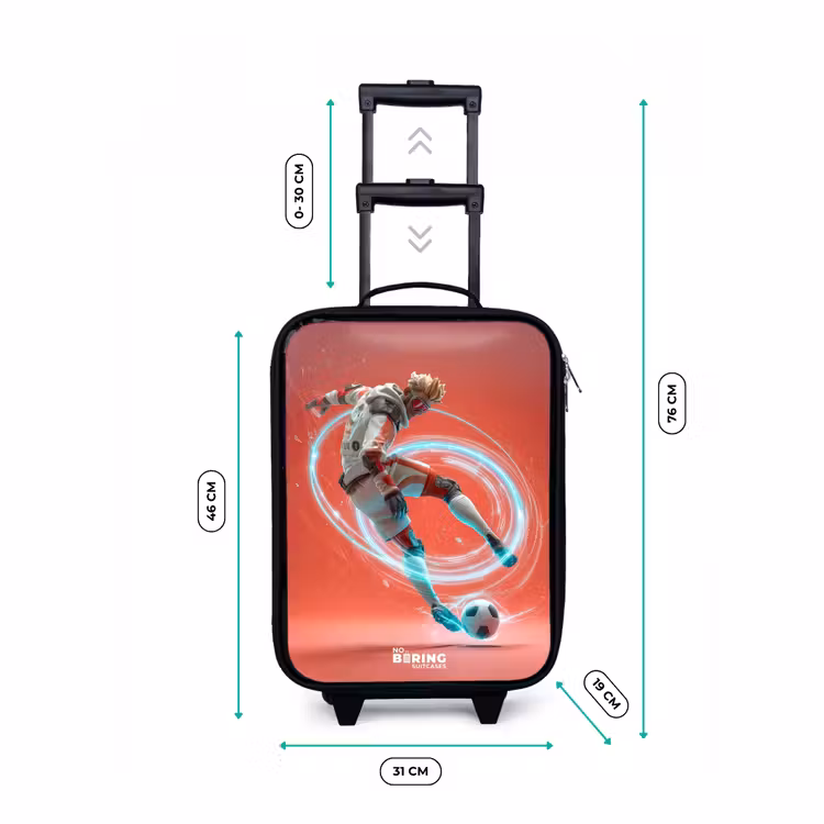 Voetbal - Jongen - Rood - Lichtcirkel Kinderkoffer - Zwart klein -productfoto_formaten
