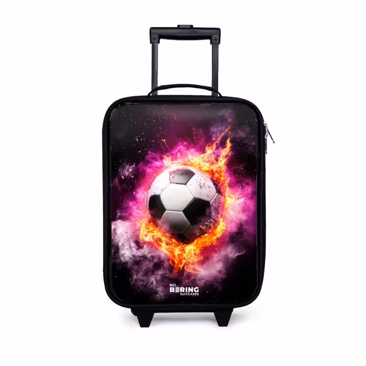 Voetbal in roze vuur explosie Kinderkoffer - Zwart klein -3d