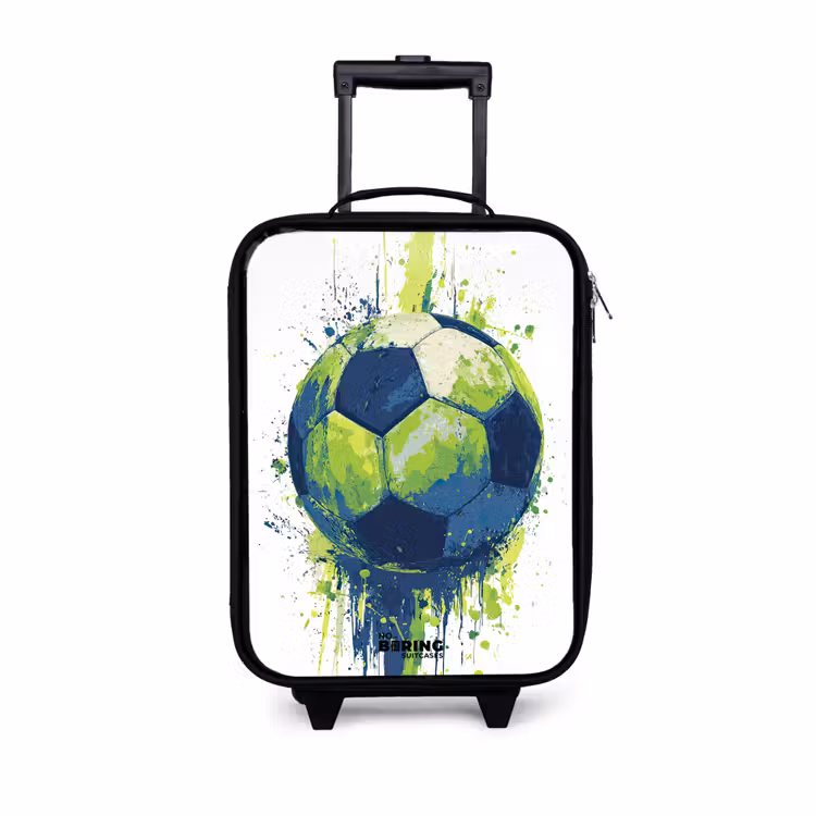 Voetbal - Verf - Groen - Blauw Kinderkoffer - Zwart klein -3d