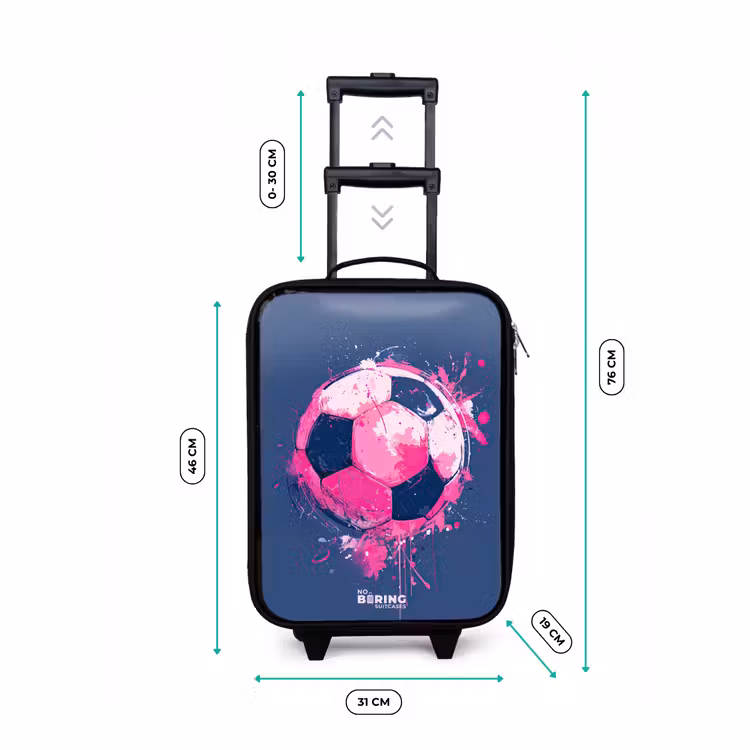 Voetbal -  Verf - Roze - Blauw Kinderkoffer - Zwart klein -productfoto_formaten