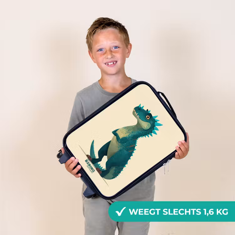 Spiky dino met vriendelijke blik Kinderkoffer - Zwart klein -sfeer4_NL