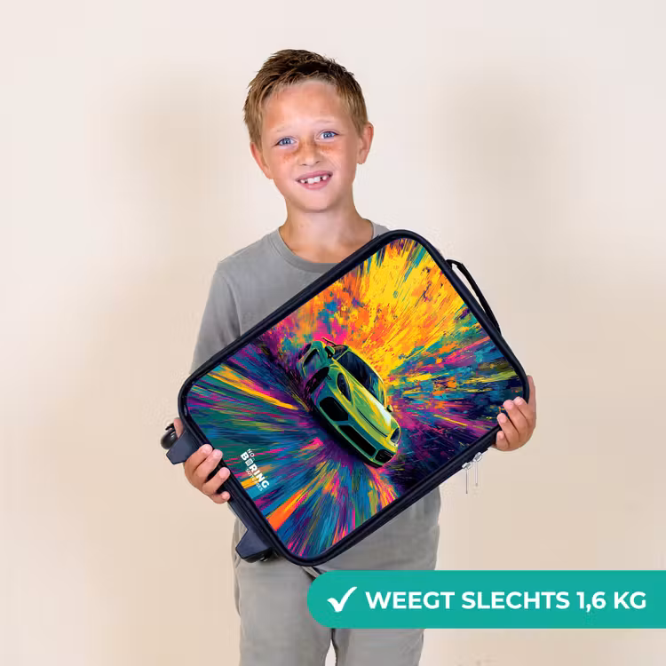 Sportwagen - Explosie - Kleurrijk - Verfstrepen Kinderkoffer - Zwart klein -sfeer4_NL