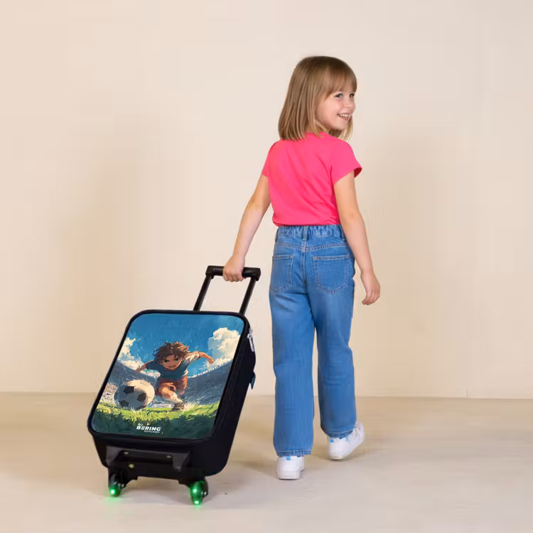 Stadion - Voetbal - Jongen Kinderkoffer - Zwart klein -sfeer1