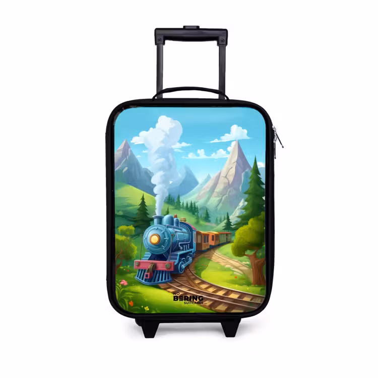 Stoomtrein door berglandschap Kinderkoffer - Zwart klein -3d