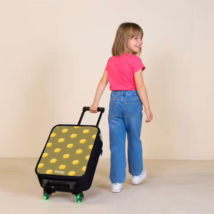 Sunny situation olijf Kinderkoffer - Zwart klein -sfeer1