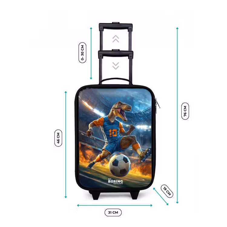 T-Rex als voetballer in vol stadion Kinderkoffer - Zwart klein -productfoto_formaten