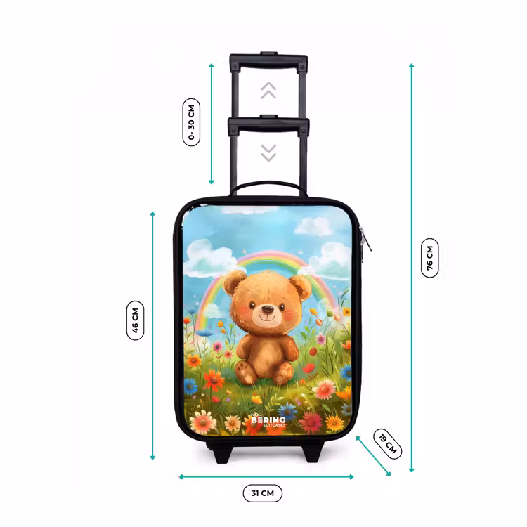Teddybeer tussen de bloemen Kinderkoffer - Zwart klein -productfoto_formaten