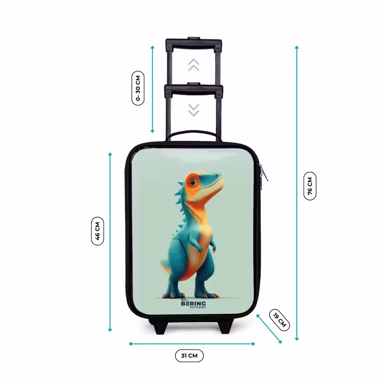 Stoere dino met grote ogen Kinderkoffer - Zwart klein -productfoto_formaten