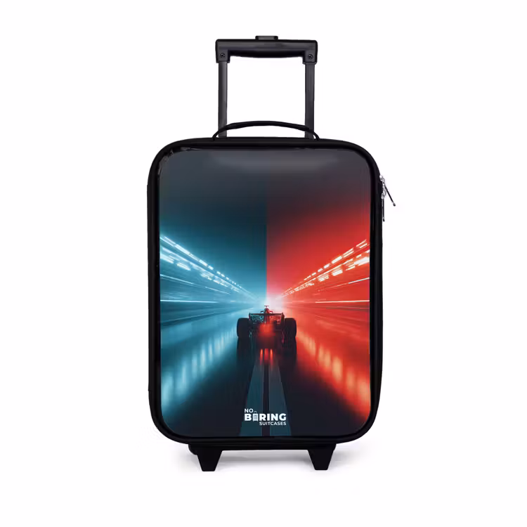 Baan - Raceauto - Neon - Rood Kinderkoffer - Zwart klein -3d