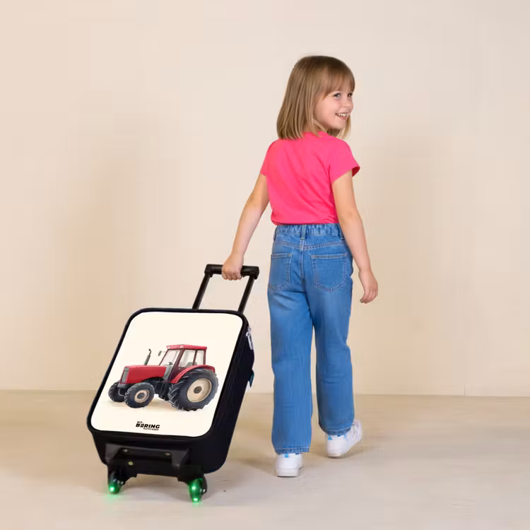Tractor - Getekend - Rood Kinderkoffer - Zwart klein -sfeer1