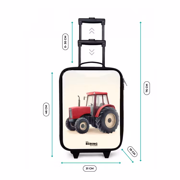 Tractor - Getekend - Rood Kinderkoffer - Zwart klein -productfoto_formaten