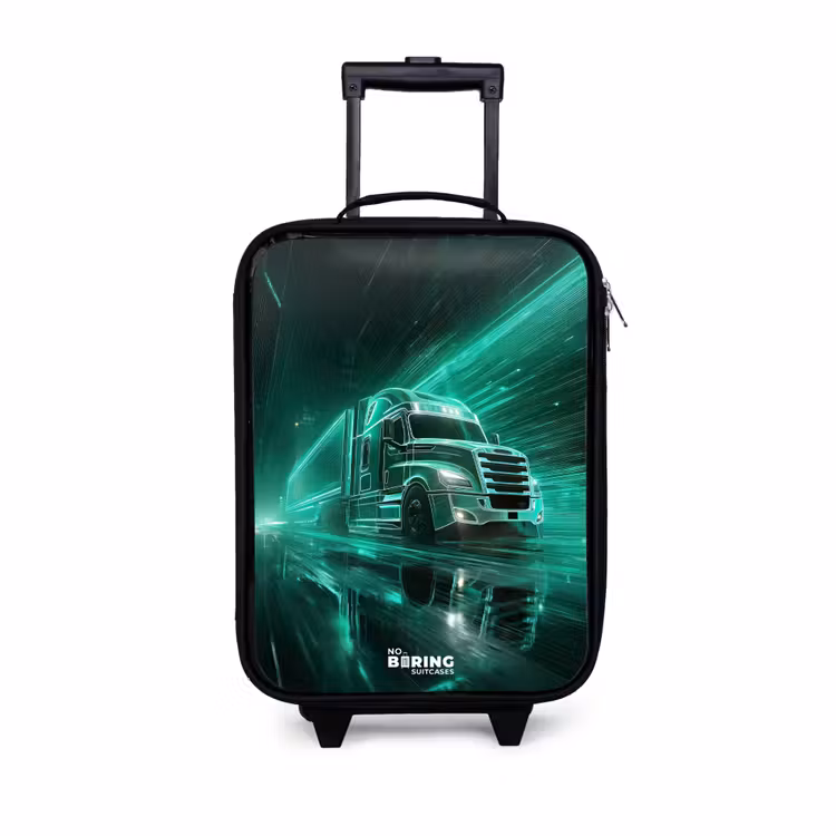 Vrachtwagen - Neon - Groen - Stad Kinderkoffer - Zwart klein -3d