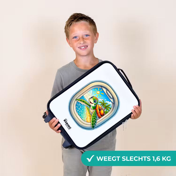 Schildpad bij een tropisch strand Kinderkoffer - Zwart klein -sfeer4_NL