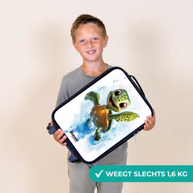 Schildpad - Water - Groen Kinderkoffer - Zwart klein -sfeer4_NL