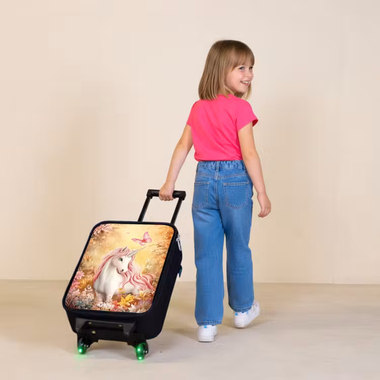 Eenhoorn - Vlinder - Roze - Manen Kinderkoffer - Zwart klein -sfeer1