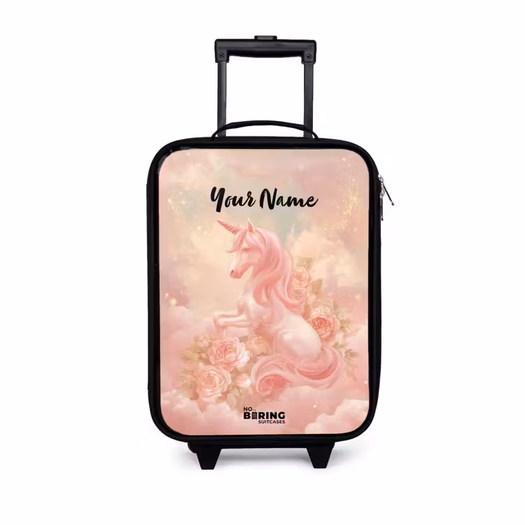 Eenhoorn - Wolken - Roze Kinderkoffer - Zwart klein -3d