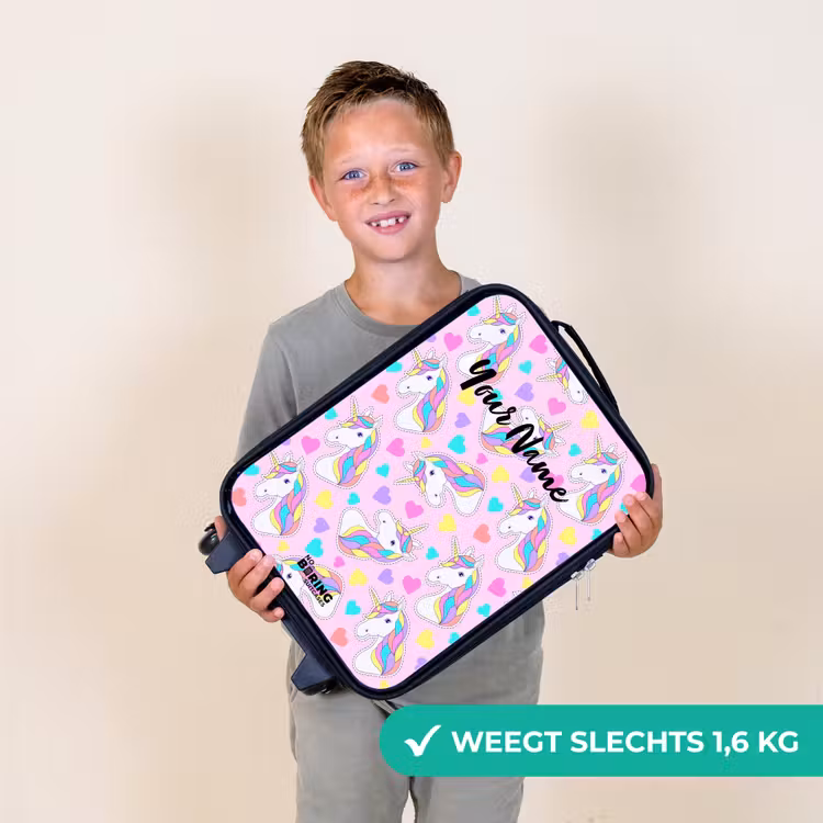 Eenhoorn euforie Kinderkoffer - Zwart klein -sfeer4_NL