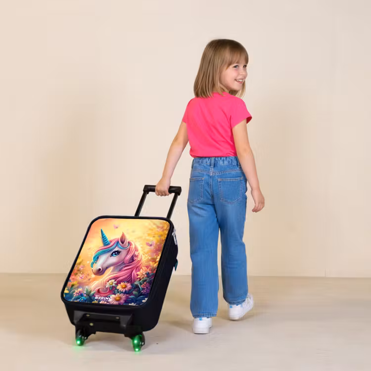 Eenhoorn met kleurrijke bloemen Kinderkoffer - Zwart klein -sfeer1