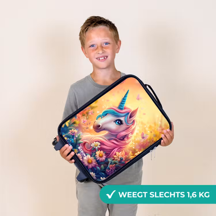 Eenhoorn met kleurrijke bloemen Kinderkoffer - Zwart klein -sfeer4_NL